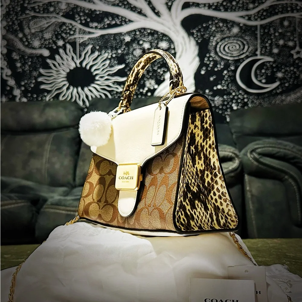 Coach Leopard and White Satchel - Picture 7 of 17